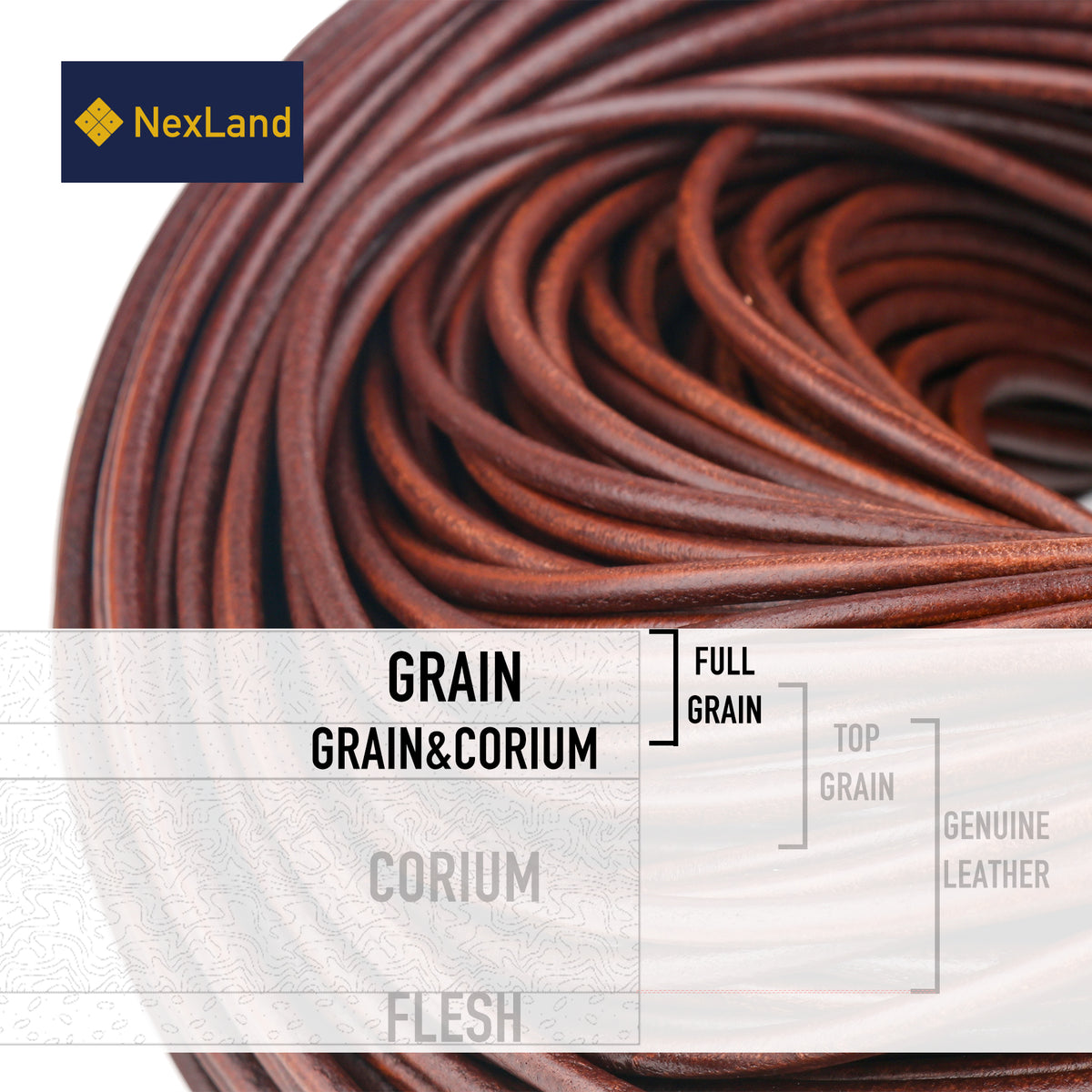 RC1 Full Grain Round Leather Cord No Splice Soft